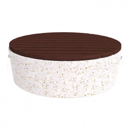 Panchina in cemento Daila L Wood Ø151x50 bianco travertino