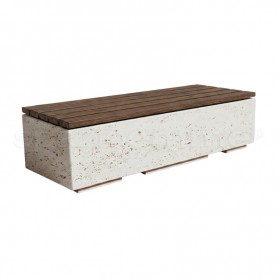 Panchina in cemento Elvia Wood bianco travertino