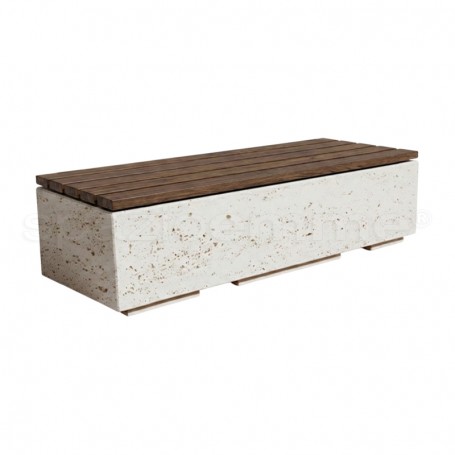 Panchina in cemento Elvia Wood bianco travertino